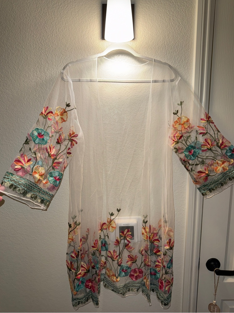 Sheer White Floral Embroidered Swim Coverup